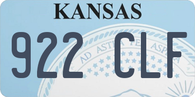 KS license plate 922CLF