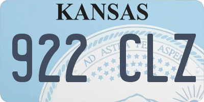KS license plate 922CLZ