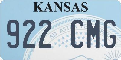 KS license plate 922CMG