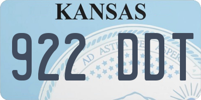 KS license plate 922DDT