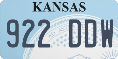 KS license plate 922DDW