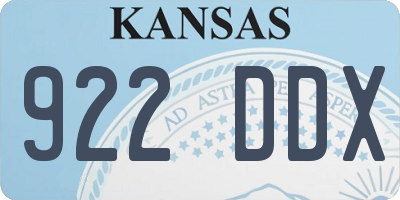KS license plate 922DDX
