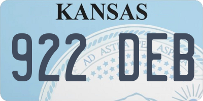 KS license plate 922DEB