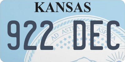 KS license plate 922DEC