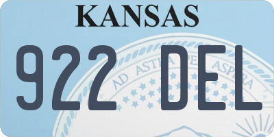 KS license plate 922DEL