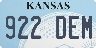 KS license plate 922DEM