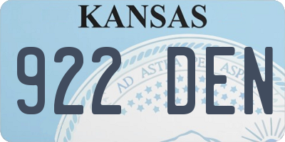 KS license plate 922DEN