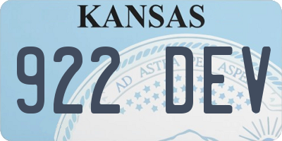 KS license plate 922DEV
