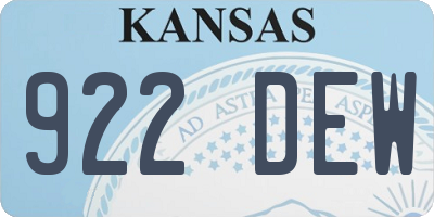 KS license plate 922DEW