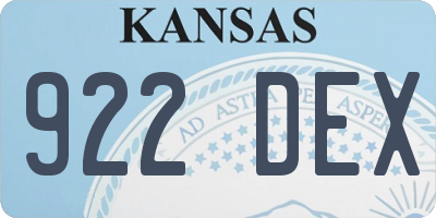 KS license plate 922DEX