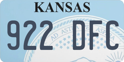 KS license plate 922DFC