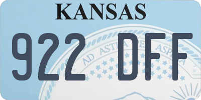 KS license plate 922DFF