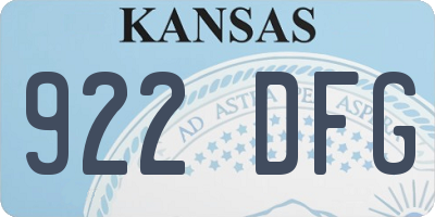 KS license plate 922DFG
