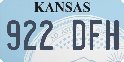 KS license plate 922DFH