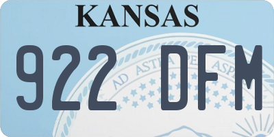 KS license plate 922DFM