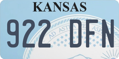 KS license plate 922DFN