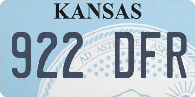 KS license plate 922DFR