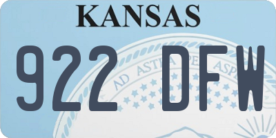 KS license plate 922DFW
