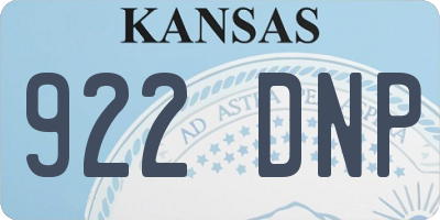 KS license plate 922DNP
