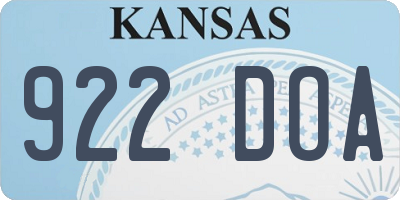 KS license plate 922DOA