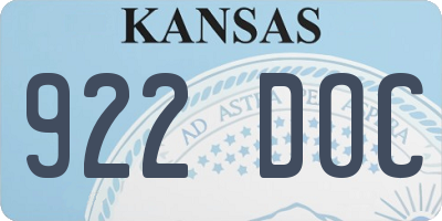 KS license plate 922DOC