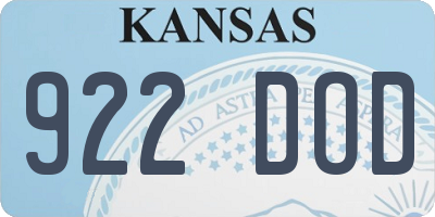 KS license plate 922DOD