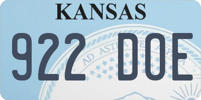 KS license plate 922DOE