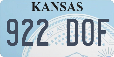KS license plate 922DOF