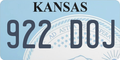 KS license plate 922DOJ