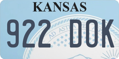 KS license plate 922DOK