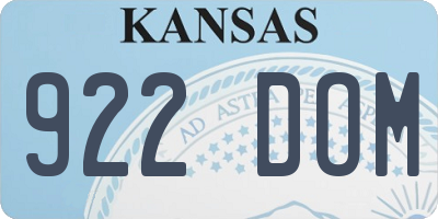 KS license plate 922DOM