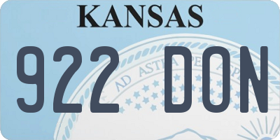 KS license plate 922DON