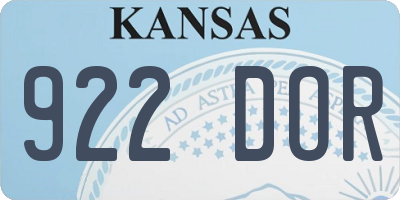 KS license plate 922DOR