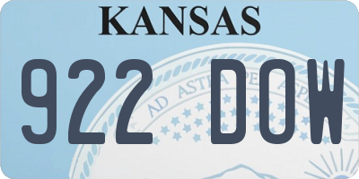 KS license plate 922DOW