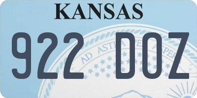 KS license plate 922DOZ