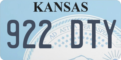 KS license plate 922DTY