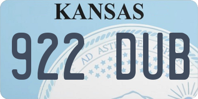 KS license plate 922DUB