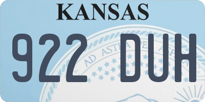 KS license plate 922DUH