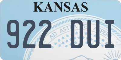 KS license plate 922DUI