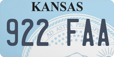 KS license plate 922FAA