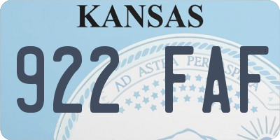 KS license plate 922FAF