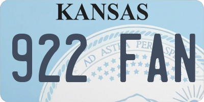 KS license plate 922FAN