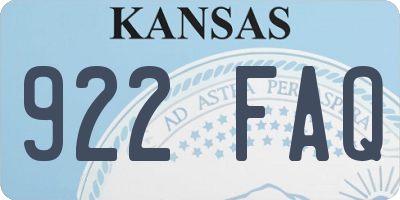 KS license plate 922FAQ