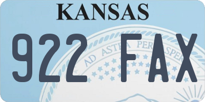 KS license plate 922FAX