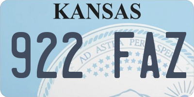 KS license plate 922FAZ