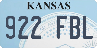 KS license plate 922FBL