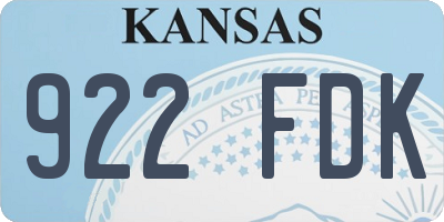 KS license plate 922FDK