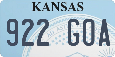 KS license plate 922GOA