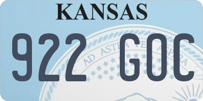 KS license plate 922GOC