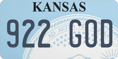 KS license plate 922GOD
